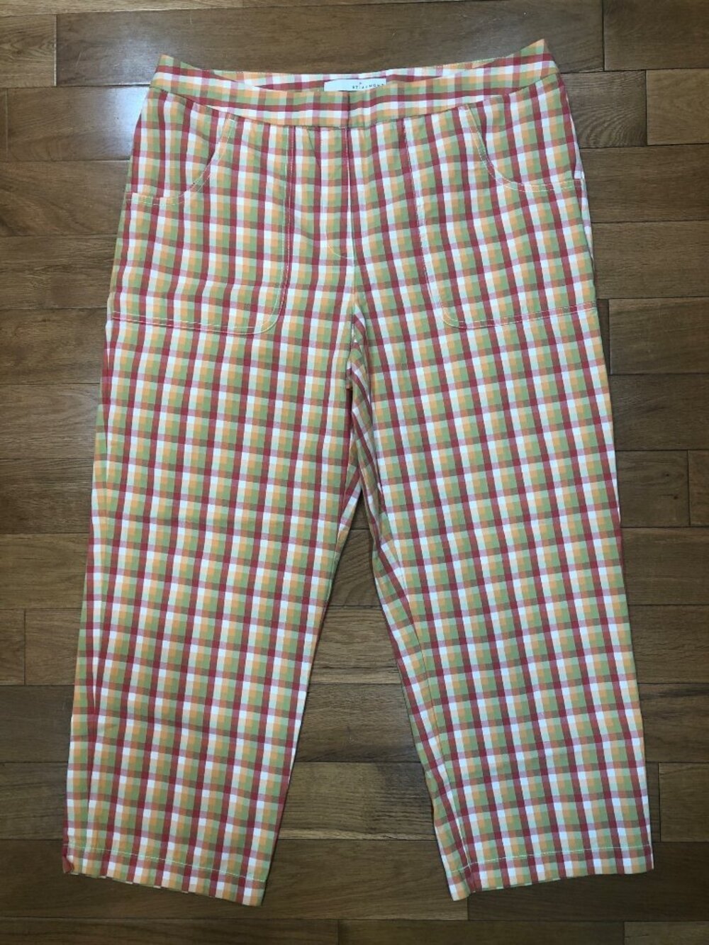 St Aumont 100% Cotton Vibrant Plaid Straight Leg Capris Preppy Resort Wear Sz 12